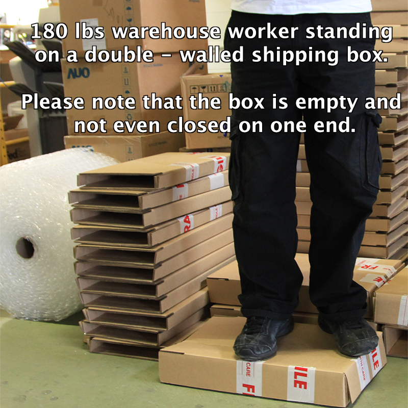standing on a double-walled shipping box