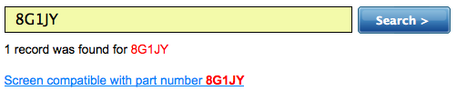 Results of search using Dell's part number