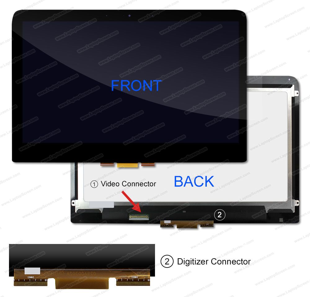 Screen for SPECTRE X360 134005DX. Replacement Laptop LCD Screen